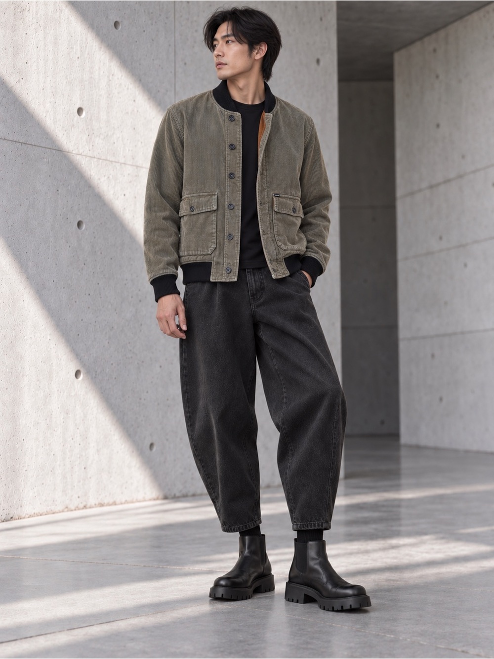 Y2K RVCA Cotton Corduroy Bomber Jacket | Dark Olive | Retro Utility XS